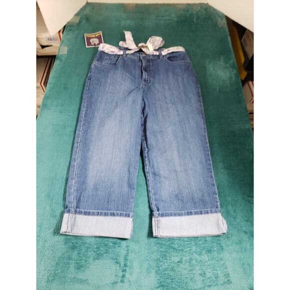 Gloria Vanderbilt Jeans Size 10 Womens Blue Pants Stretch Belted Cuff Capri NWT - Picture 2 of 16